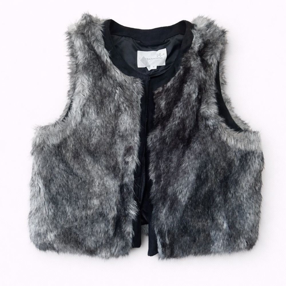 BCBG Faux Fur Vest Gray